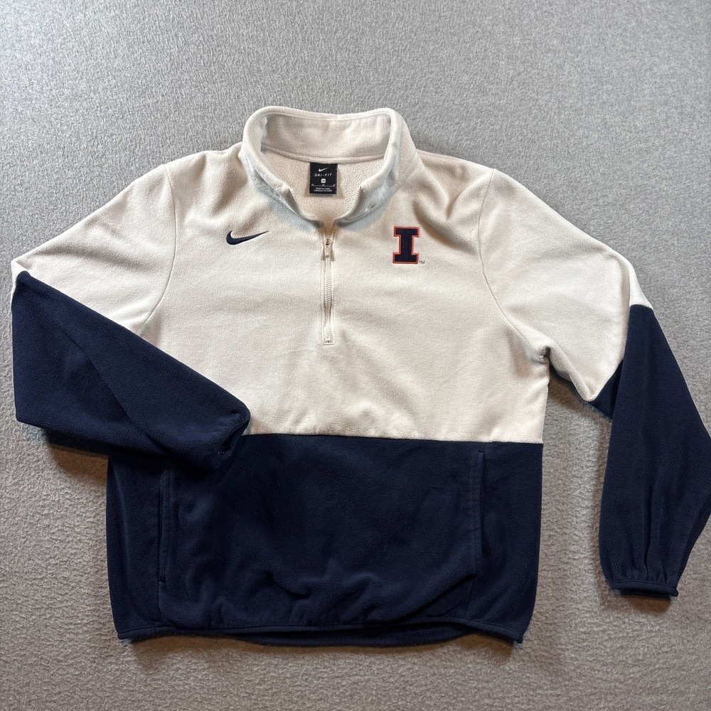 Nike Illinois Fighting Illini Women's Fleece Quarter Zip Sz M Dri Fit NCAA